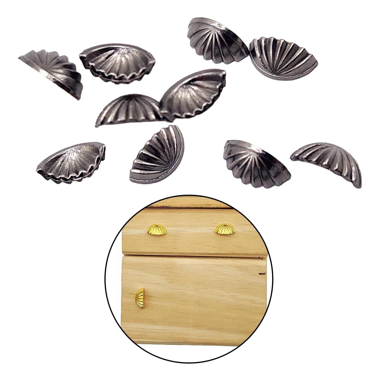 Almencla 10-Piece Dollhouse Miniature Drawer Pulls, 1:12 Scale Metal Handles, Black