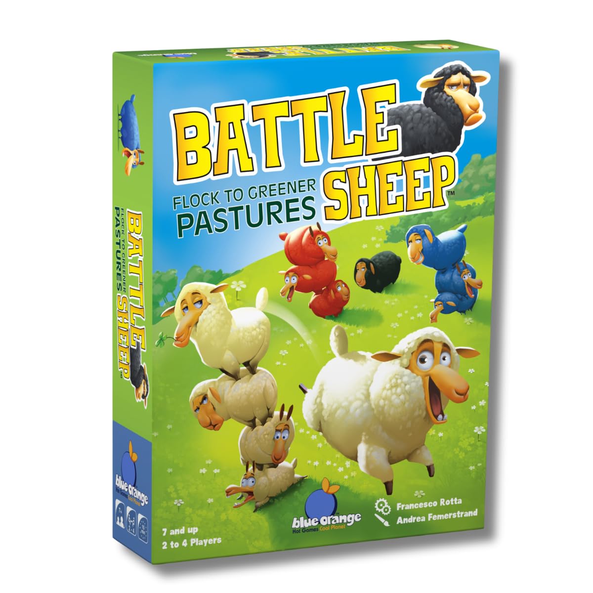 Battle Sheep Abstract Strategy Board Game with Animal Sheep Theme by Blue Orange Games - Family or Adult Strategy Board game for 2 to 4 players