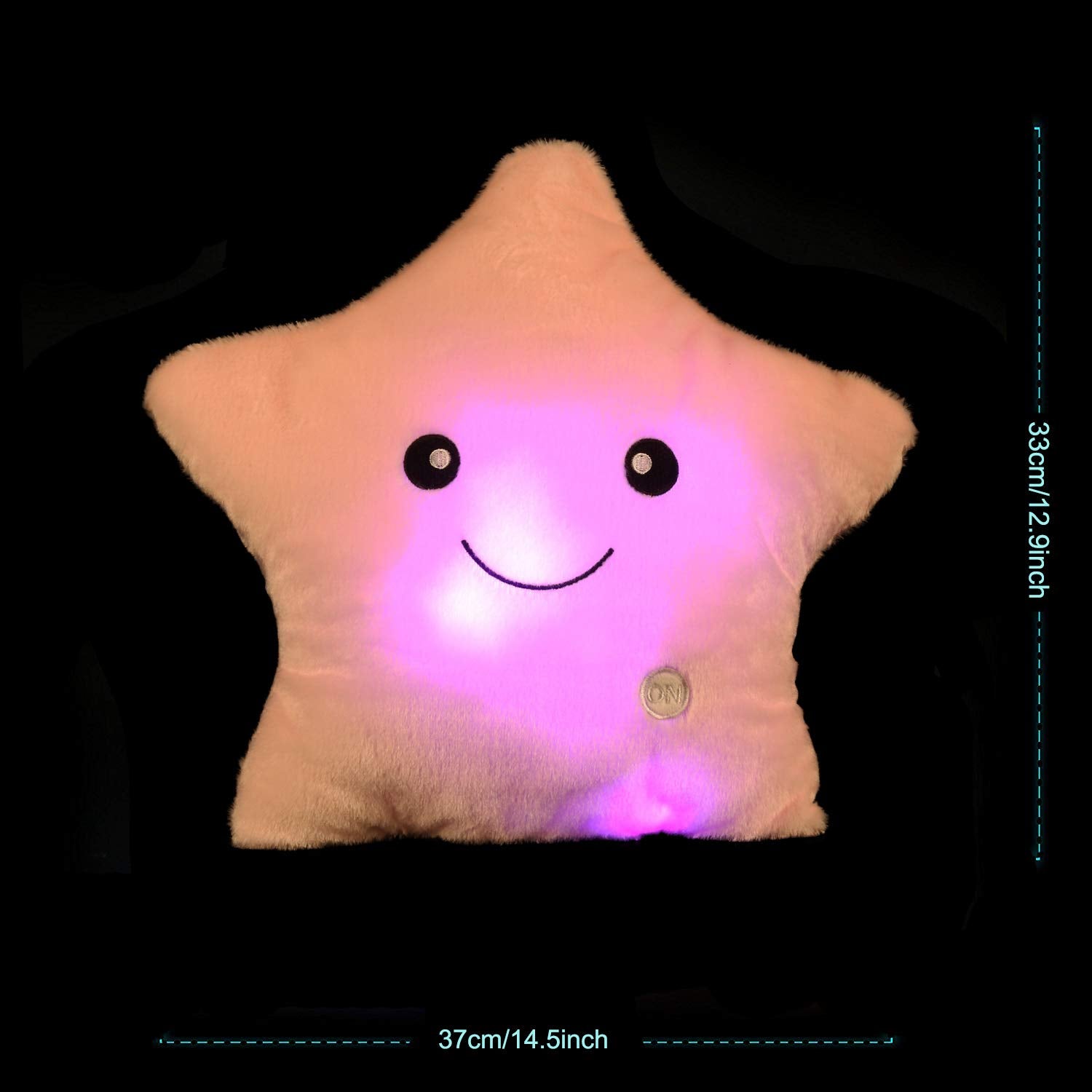 elfishgo Creative Twinkle Glowing Stars Shape Plush Throw Pillow, LED Night Light Pillow Cushions Stuffed Toys Gifts for Kids, Christmas (Pink)