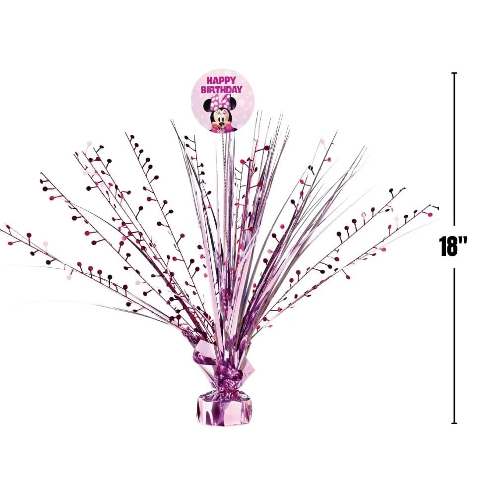 Spray Plastic Centerpiece - 18" | 1 Pc., Minnie Mouse Forever, Pink