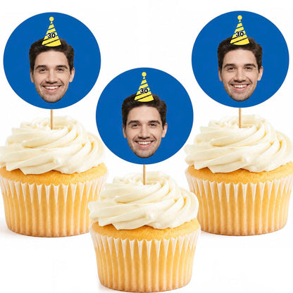 Andaz Press 20 Custom Cupcake Toppers, Personalized Cupcake Topper with Custom Face Photo, Name, Customized Cupcake Toppers for Graduation, Birthday
