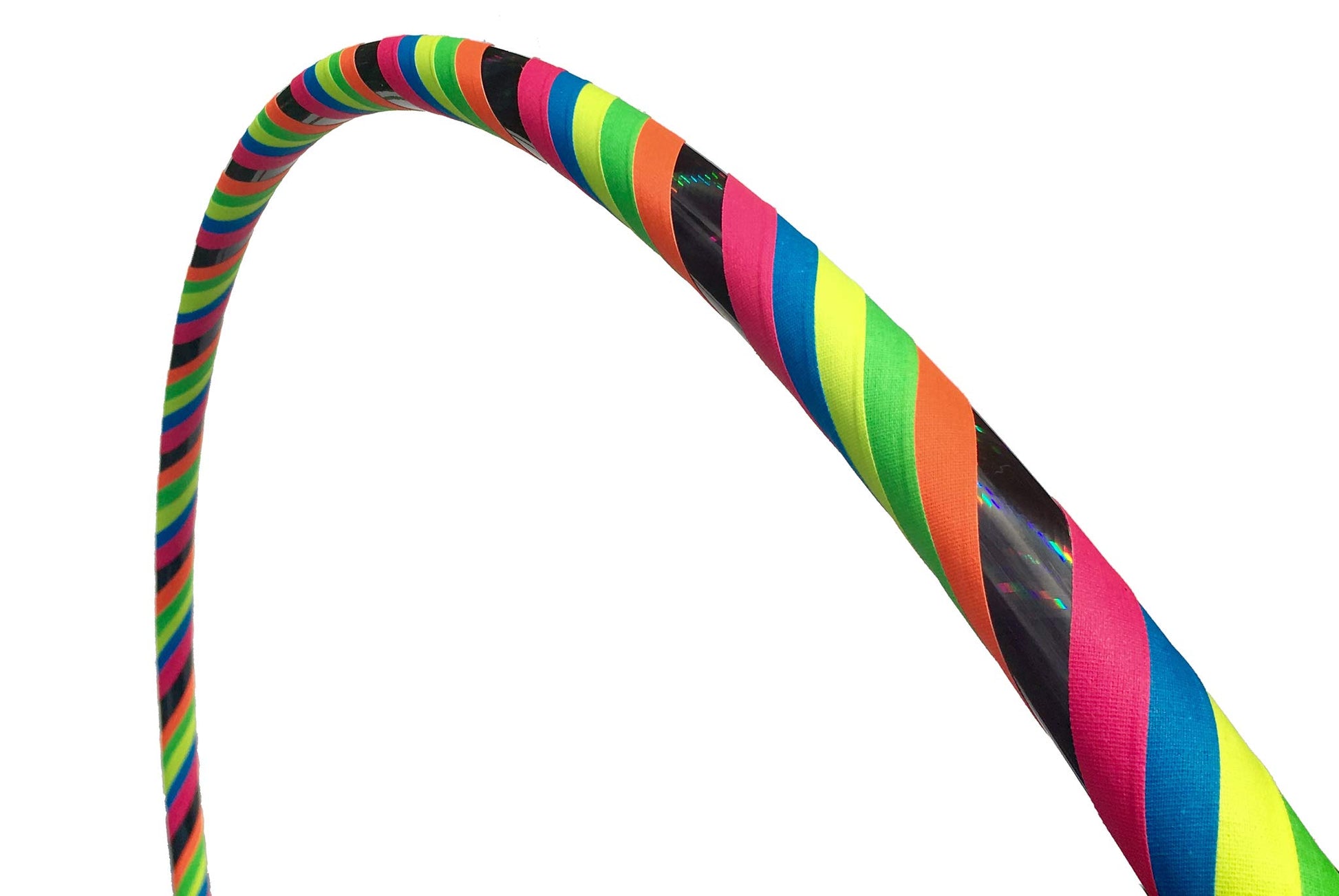 SpinMajik Beginner Exercise Hula Hoop for Fitness and Fun Made for Adults Weighted at 1 Pound (Choose Your Size and Tape Job) (Black Rainbow, 38)