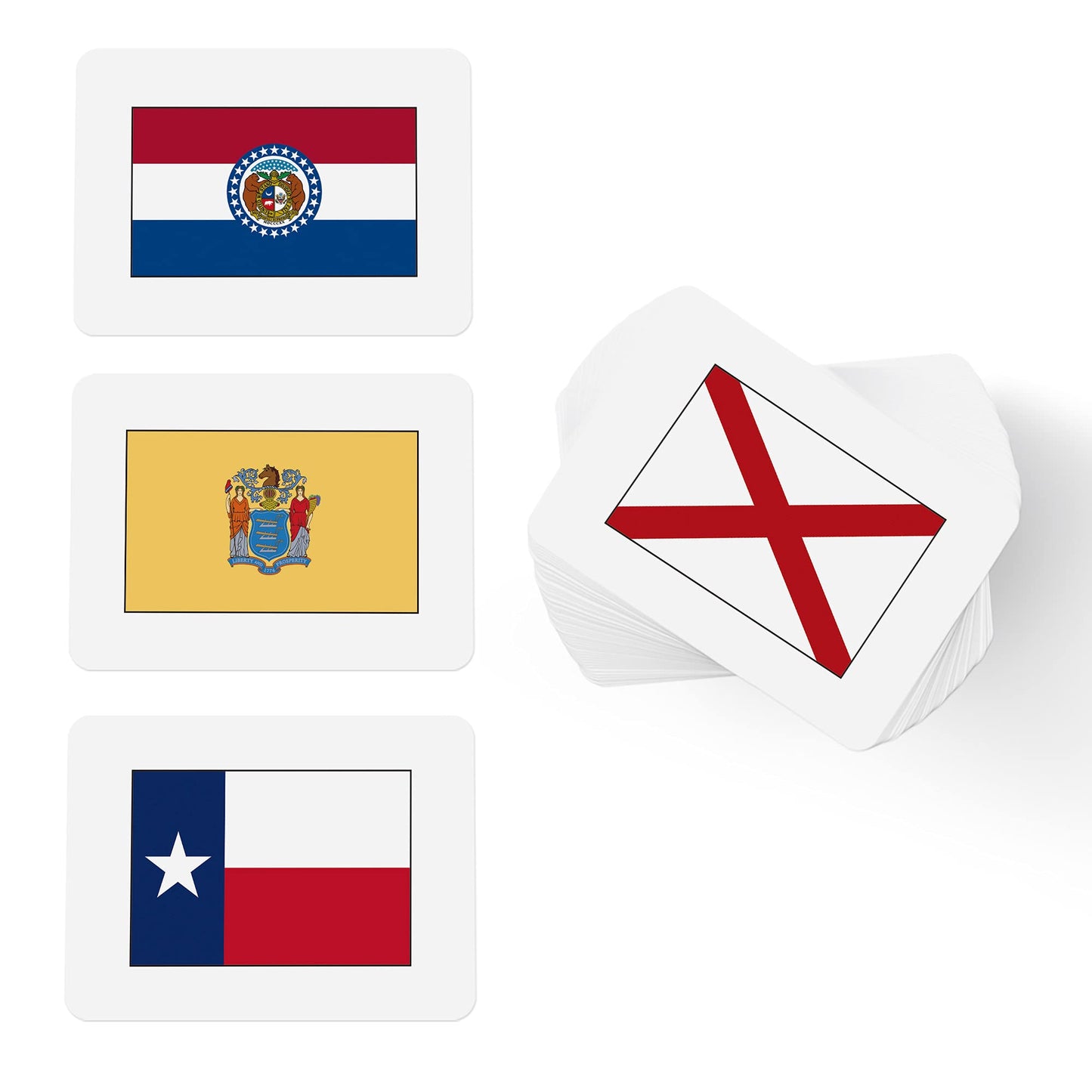 CARDDIA | U.S. State Flags Flashcards | 50 States with Names, Abbreviations, Capitals & Facts | Educational & Durable | Geography Learning Tools