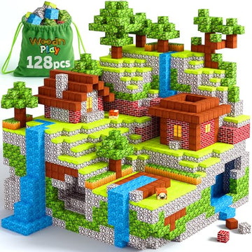 Magnetic Blocks Cubes 128PCS - STEM Cube Building Blocks & Magnet Tiles, Fidget, Montessori for Kids Ages 3-5 & 5-7 & 8-12, Magnetic Kit Cubes