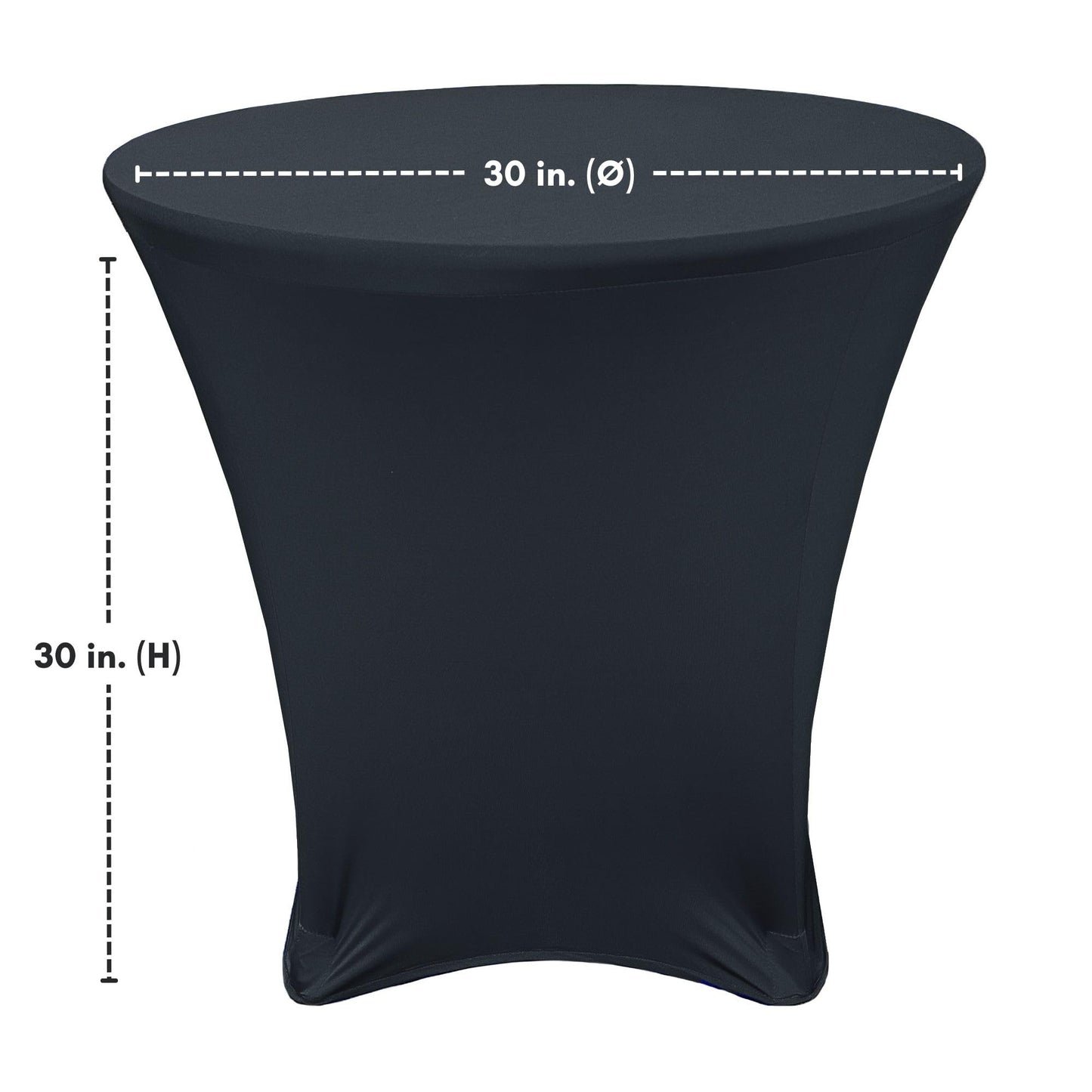 YOUR CHAIR COVERS - 30 x 30 inch Lowboy Cocktail Round Stretch Spandex Table Cover - Black, Fitted Elastic Tablecloth for Round Tables