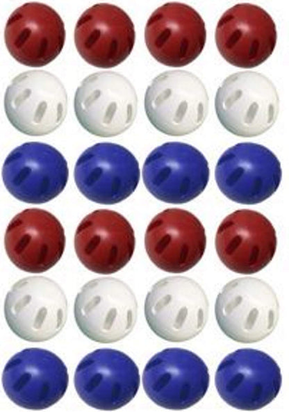 WIFFLE® Ball USA Bulk Pack of 24 Balls Includes 8 Each Patriotic Red White and Blue Balls for Backyard Fun with Kids and Adults -American Made Ball