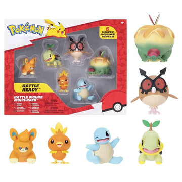 Pokémon Battle Figure Multipack (6PK: 2" Pawmi, Squirtle #2, Torchic, Turtwig, Hoothoot, Appltun) W9