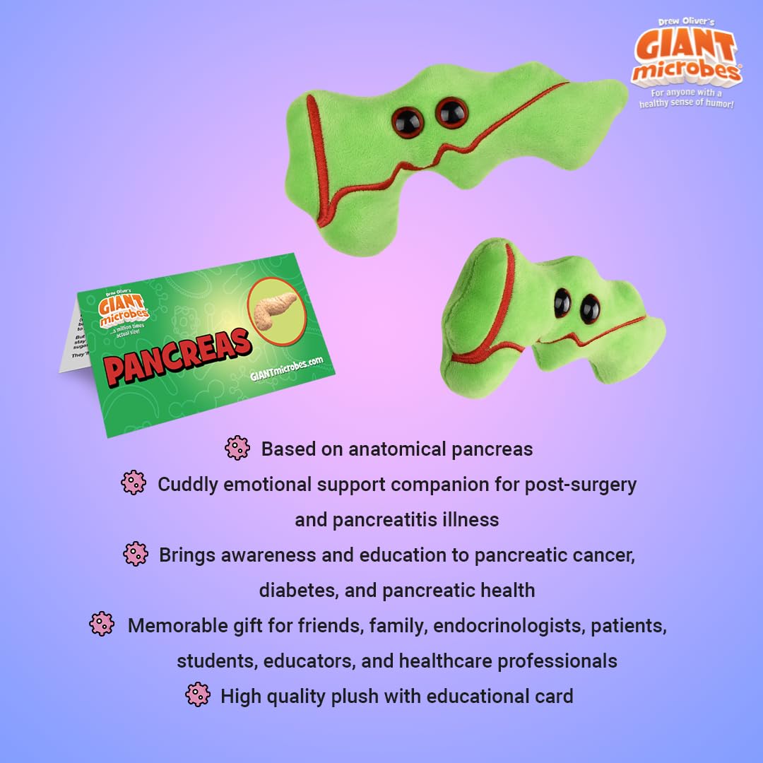 GIANT MICROBES Pancreas Plush, Pancreas Stuffed Toy, Pancreatic Cancer Awareness, Funny Diabetic Gifts, Diaversary Gift, Diabetes Gift, Endocrinology