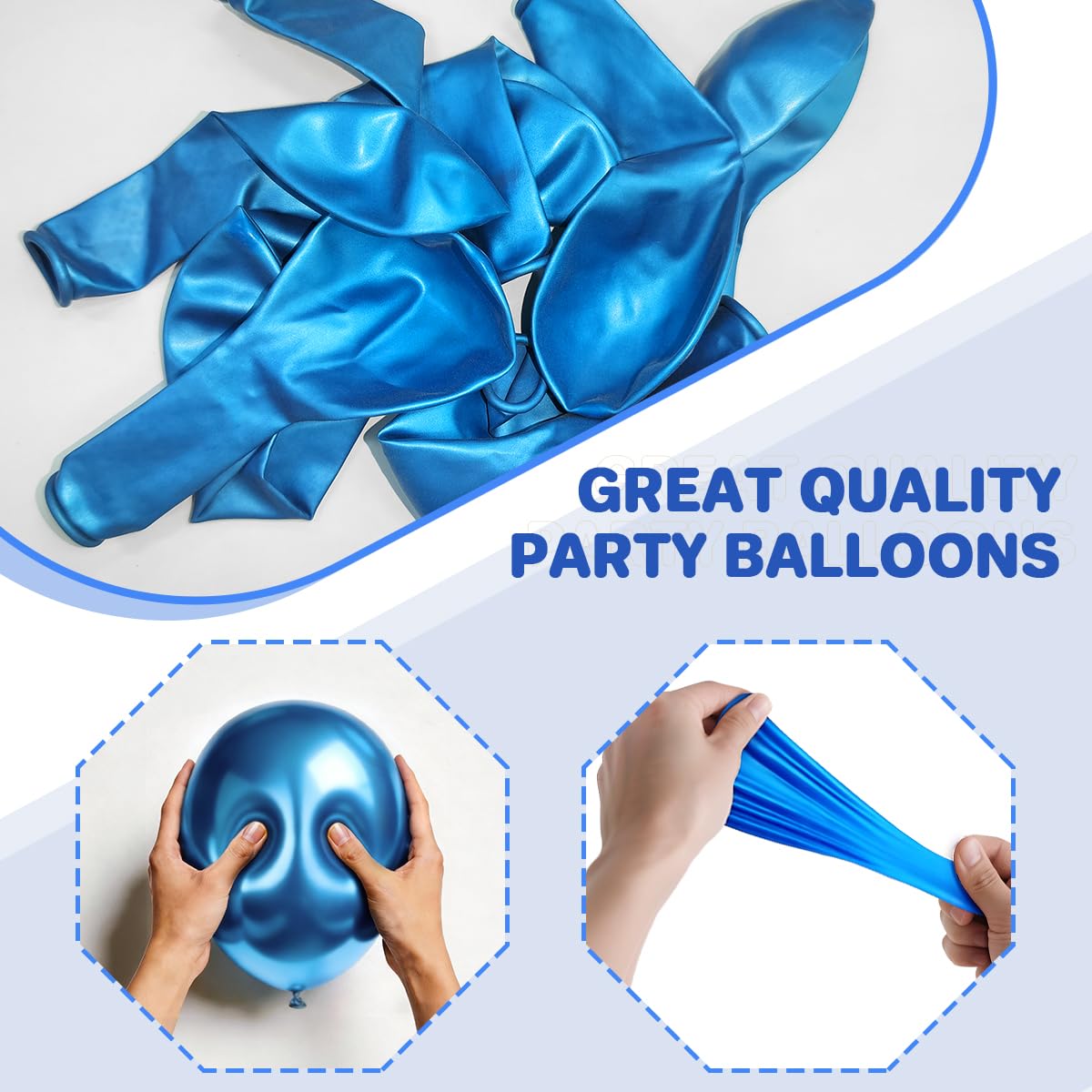 Metallic Blue Balloons 12 inch, Chrome Royal Blue Balloon 100 in a Pack