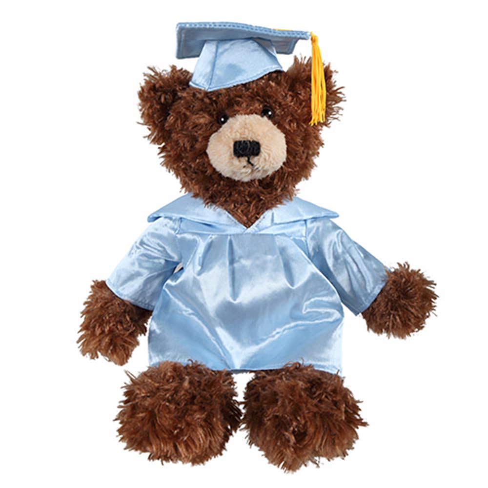 Plushland Chocolate Brandon Custom Plush Stuffed Animal Teddy Bear Toys for Graduation Day, Personalized Text, Name or School Logo on Gown, Best