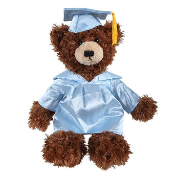 Plushland Chocolate Brandon Custom Plush Stuffed Animal Teddy Bear Toys for Graduation Day, Personalized Text, Name or School Logo on Gown, Best