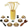 Zen Garden Rake Stamp Tools - Meditation Rock Sand Garden Accessories - Office Desktop Mini Zen Gifts for Man Women Bamboo Rakes Holder Brusher Spoon