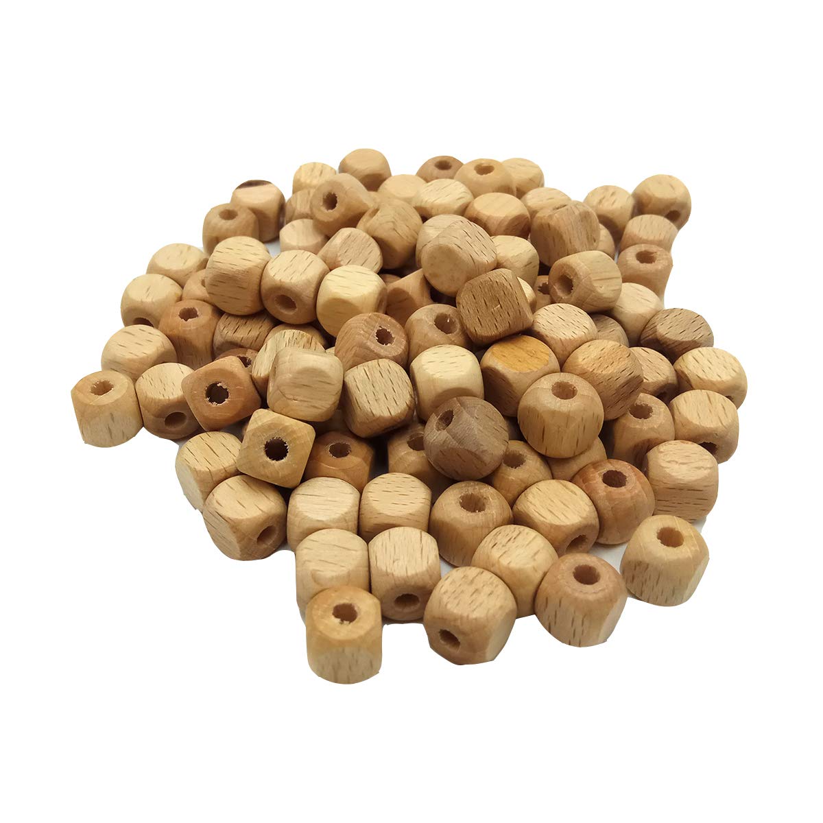 200pcs 10mm Beech Wooden Cube Beads Natural Beech Wood Square Beads for Handmade DIY Mom Beading Necklace Accessory (10mm 200pcs)