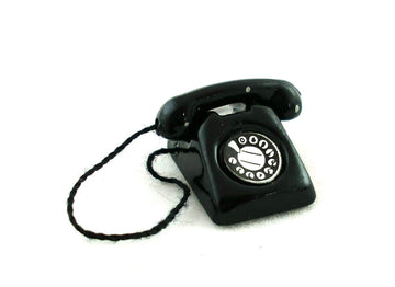 Dollhouse Miniature Black Phone