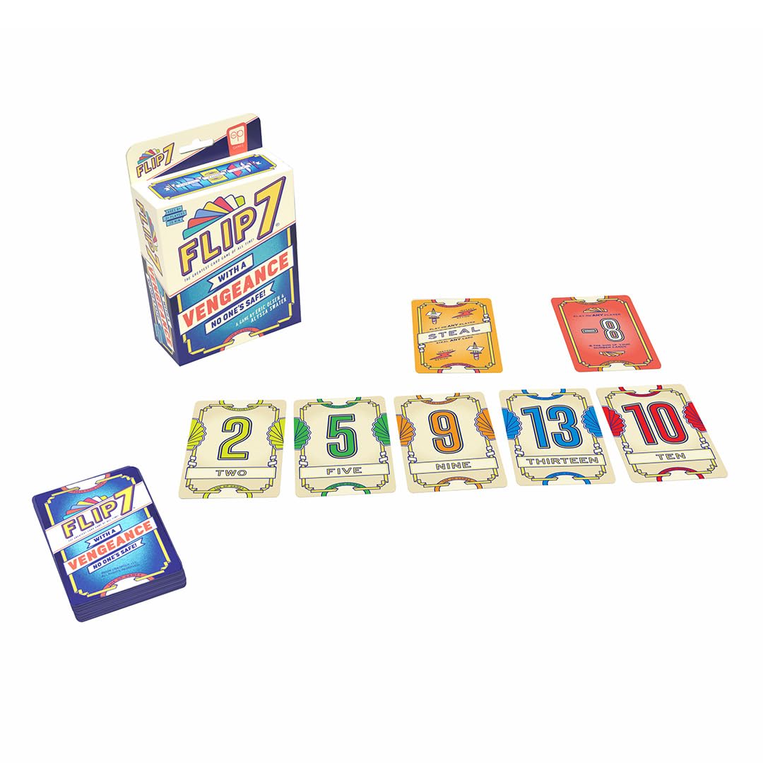 Flip 7: with a Vengeance, Addictive Press Your Luck Game, New Special Action Cards & Negative Modifiers, Sequel to the Classic Fast-Paced, Easy