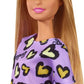 Barbie , Blonde, Wearing Purple and Yellow Heart-Print Dress and Platform Sneakers, for 3 to 7 Year Olds