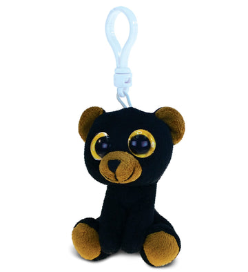 Puzzled DolliBu Black Bear Plush Big Eyes Keychain Stuffed Animal - Soft Wild Animal Charm with Sparkling Big Eyes, Decorative Zoo Plush Toy Accessory