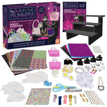 MindWare Fashion Designer Kits Ages 8+ - Run The Runway DIY Craft Kit for Girls - Creative Learning Activity for Kids - Design Bags & Jewelry