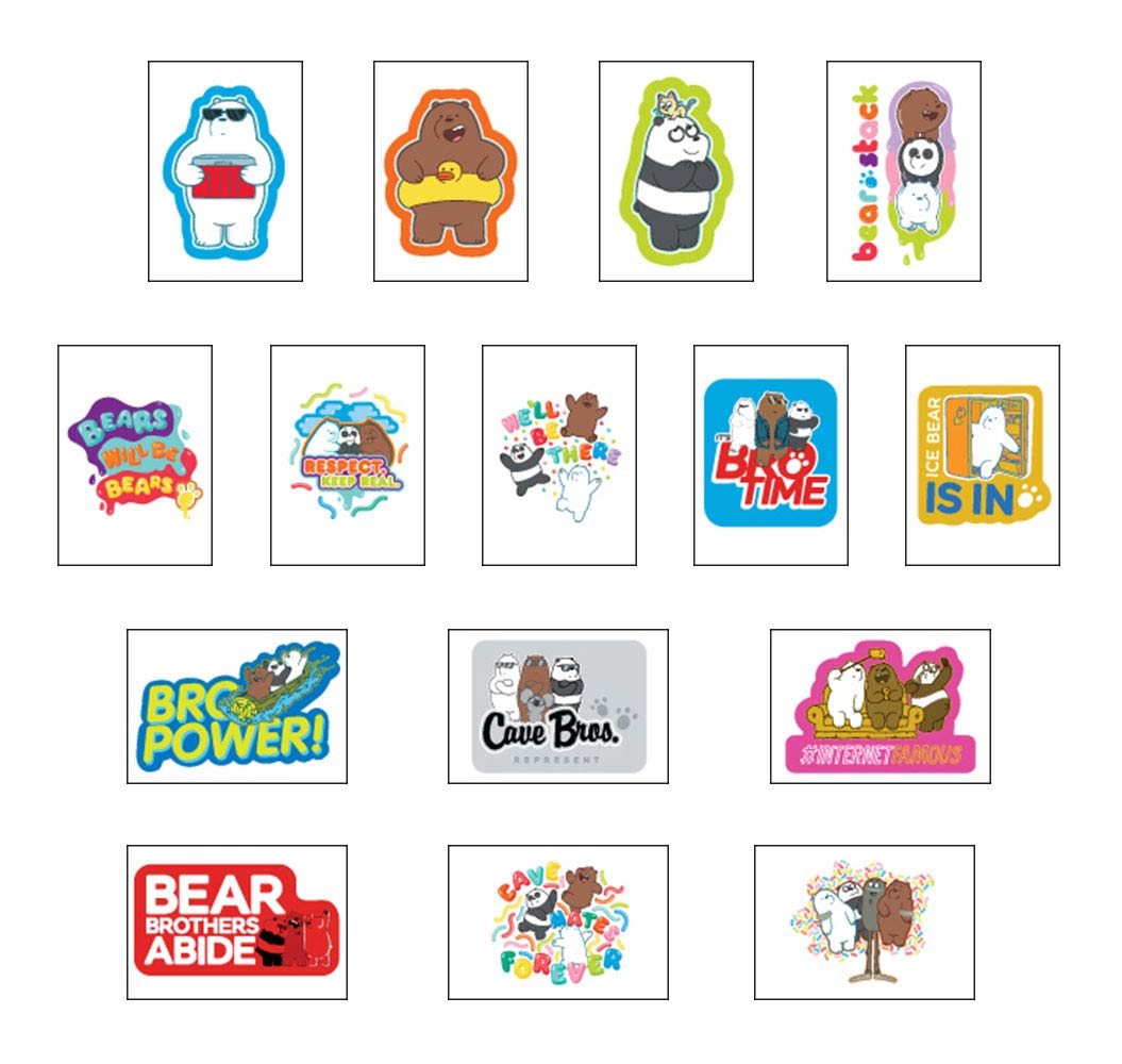 We Bare Bears Stickers - 30 Vending Sticker Sheets for Party Favors, Goodie Bags, Activities, Rewards - Featuring Grizzly, Panda and Ice Bear