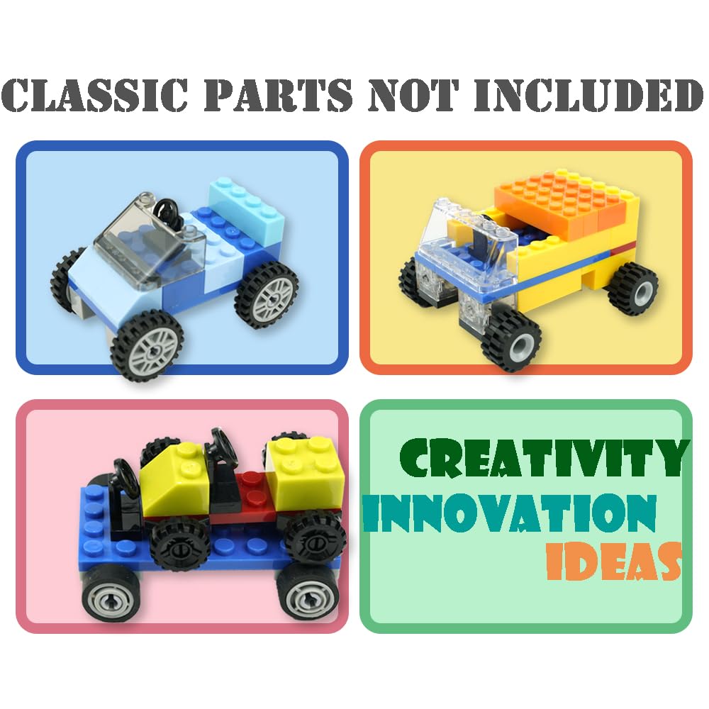 Pasacho Wheels and Axles Set, Car Parts Chassis Pieces Tires Building Blocks, Compatible with Classic Bricks Toys