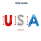 Dream Decor USA Balloon Letters - 40 Inch Patriotic Foil Letter Balloons (U Red, S Silver, A Blue) with Ribbon & Inflation Straw - 4th of July
