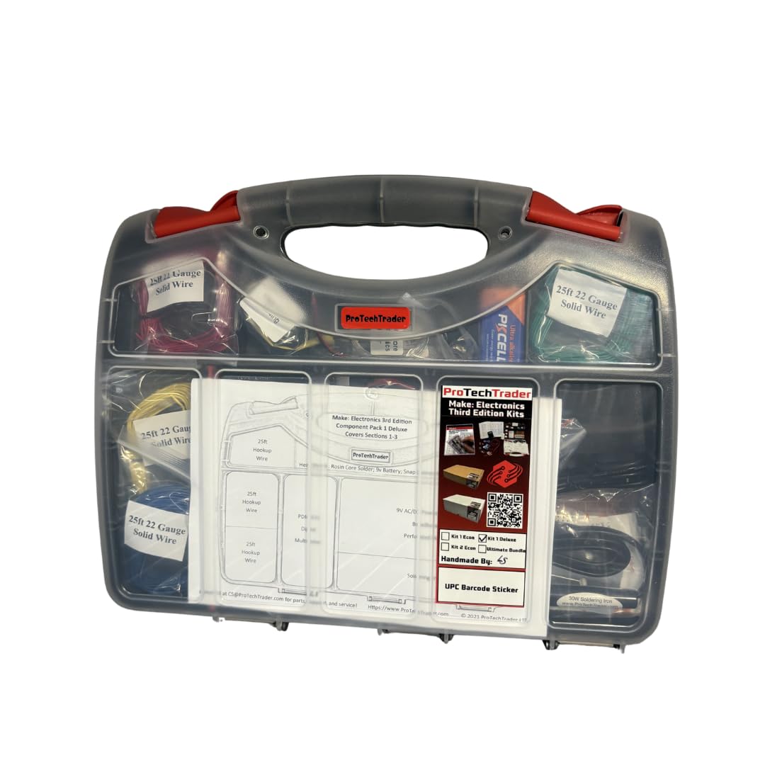 Make: Electronics Third Edition Kit 1 Deluxe - Beginner, Intermediate, & Advanced (Teen - Adult) Component Pack that Follows The Experiments in Make