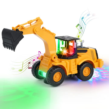 Kizmyee Automatic Excavator Toy with Music & 3D Lights, Battery Powered Construction Vehicle for Kids Ages 3-6, Boys Girls Gift for Birthday Christmas