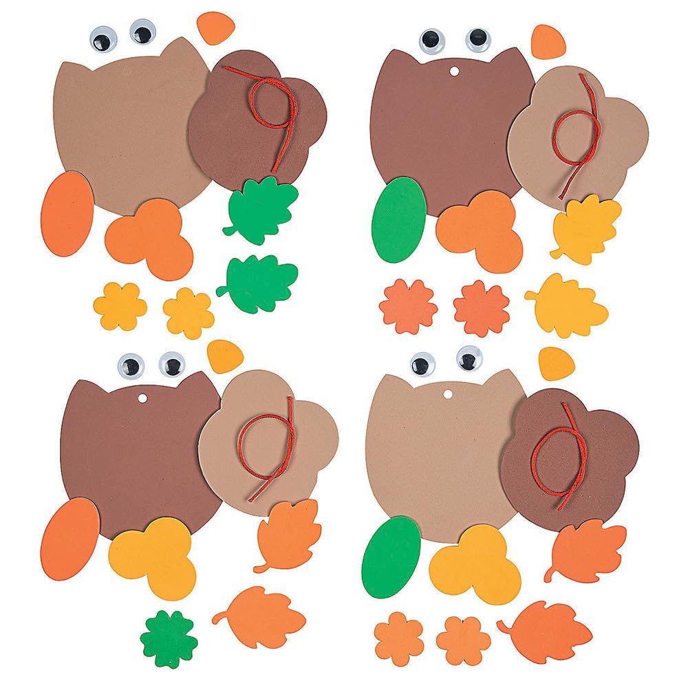 Fun Express Fall Owl Ornament Craft Kit - Makes 12 - Autumn Crafts for Kids
