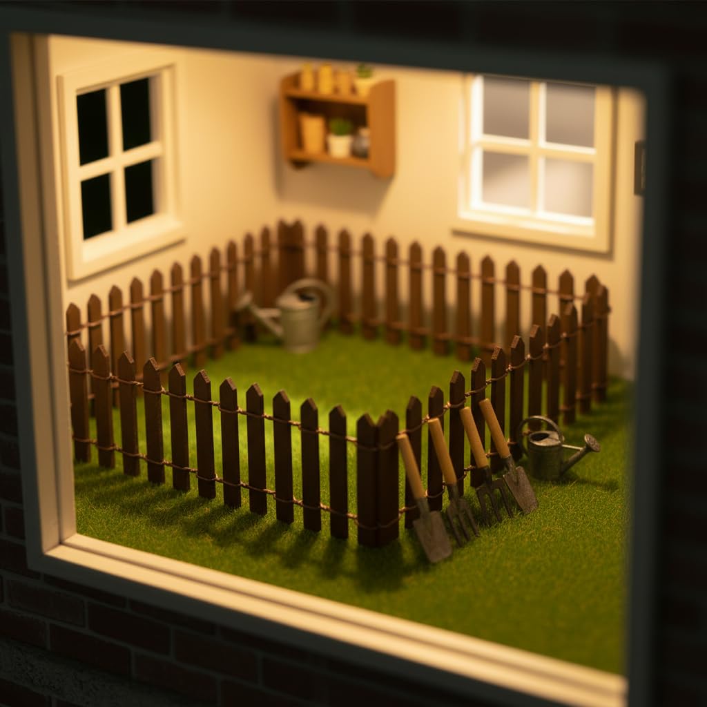35 Inches Brown Mini Fairy Garden Fence, Micro Landscape Miniature Ornaments for Dollhouse, Crafts, Diorama Project, Plant Pot DIY