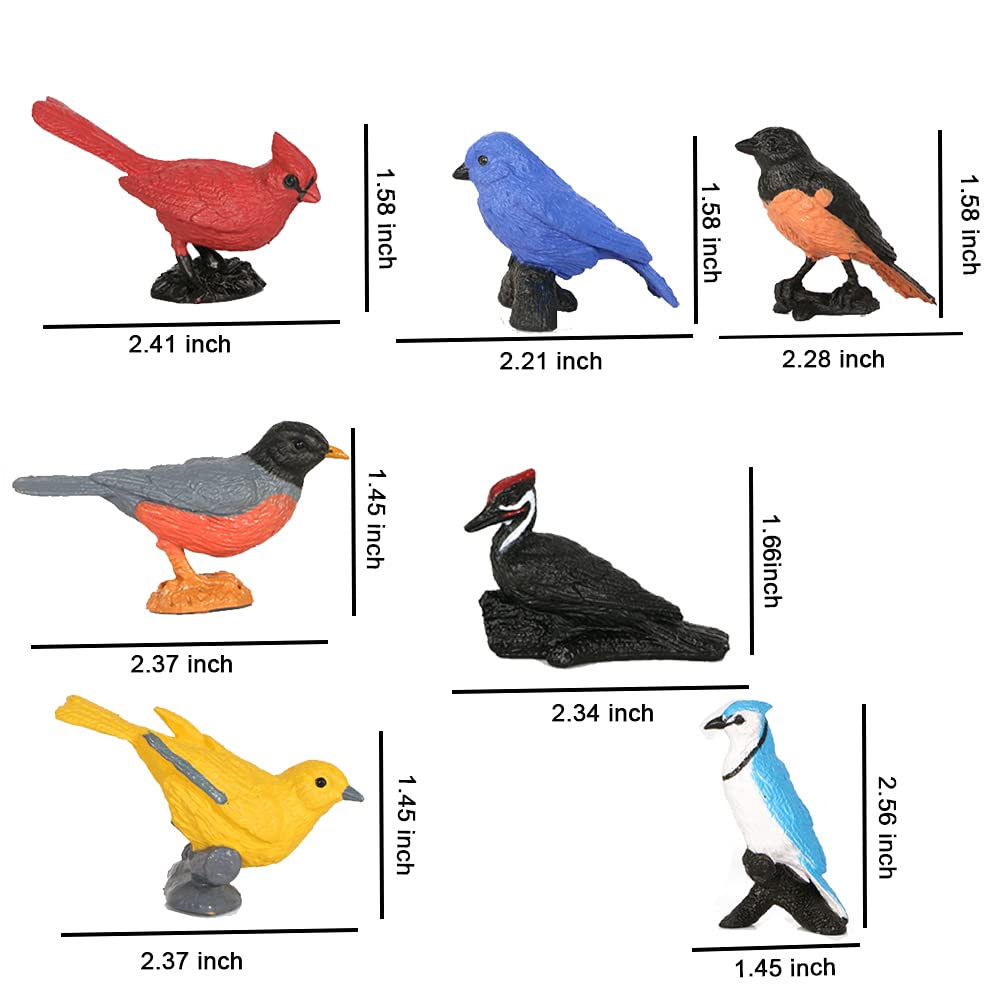 Morofme Mini Bird Figurine Birds Cake Topper 7pcs Miniature Birds Animal Figure Robin Cardinal Figurines Oriole Bird Cake Decorations for Birthday