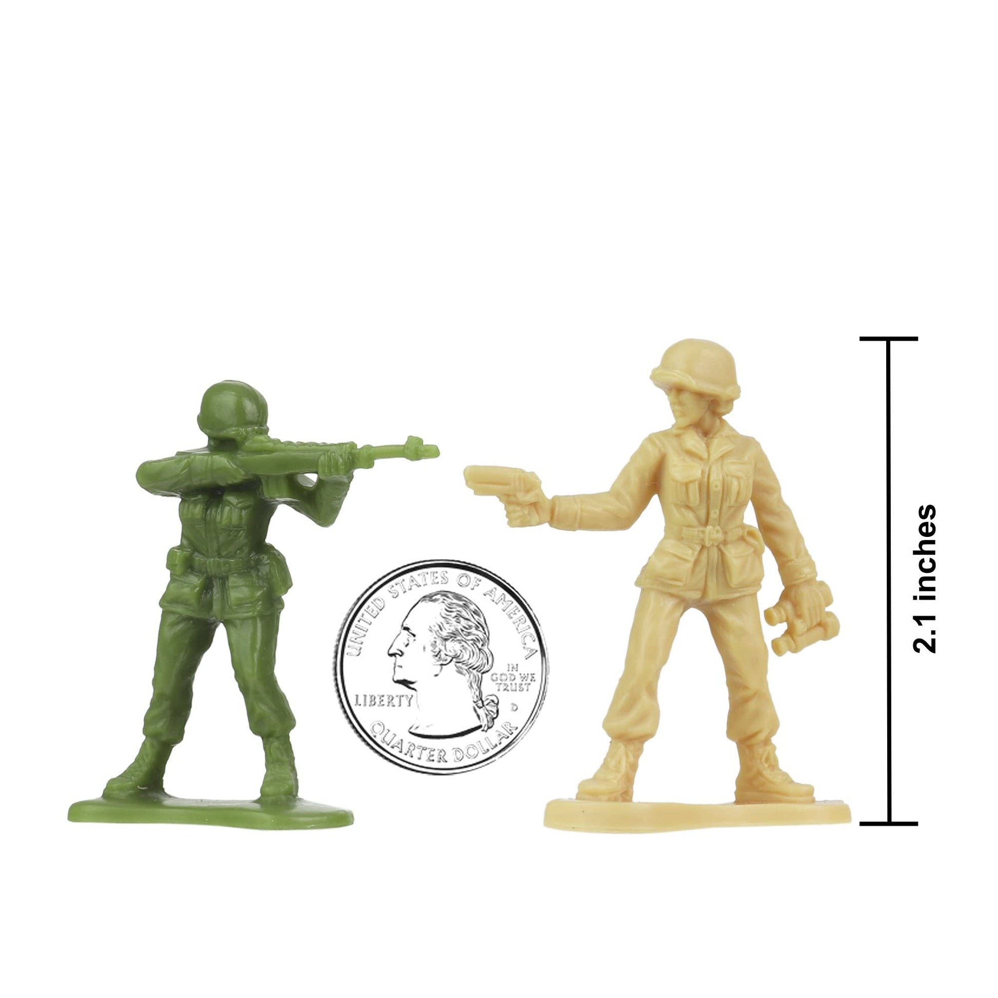 BMC Bucket of Army Women - Tan vs Green 100pc Female Soldier Playset - USA Made