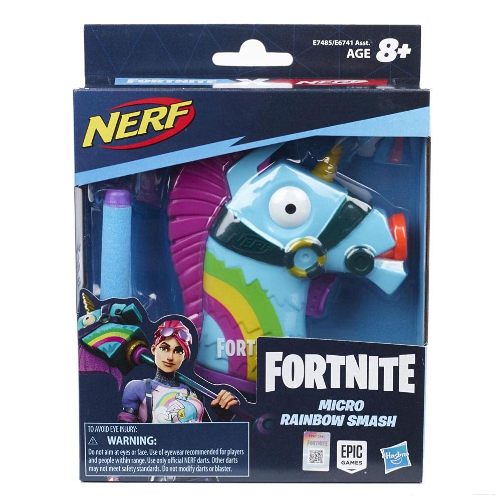 Nerf MicroShots Fortnite Rainbow Smash - Mini Dart-Firing Blaster and 2 Official Elite Darts - for Youth, Teens, Adults