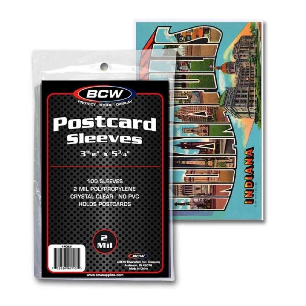 BCW Postcard Sleeves - 3.5x5 Archival Sleeves for Postcard Storage | Clear Polypropylene Post Card Sleeves | Protect Small Postcards, Photos &