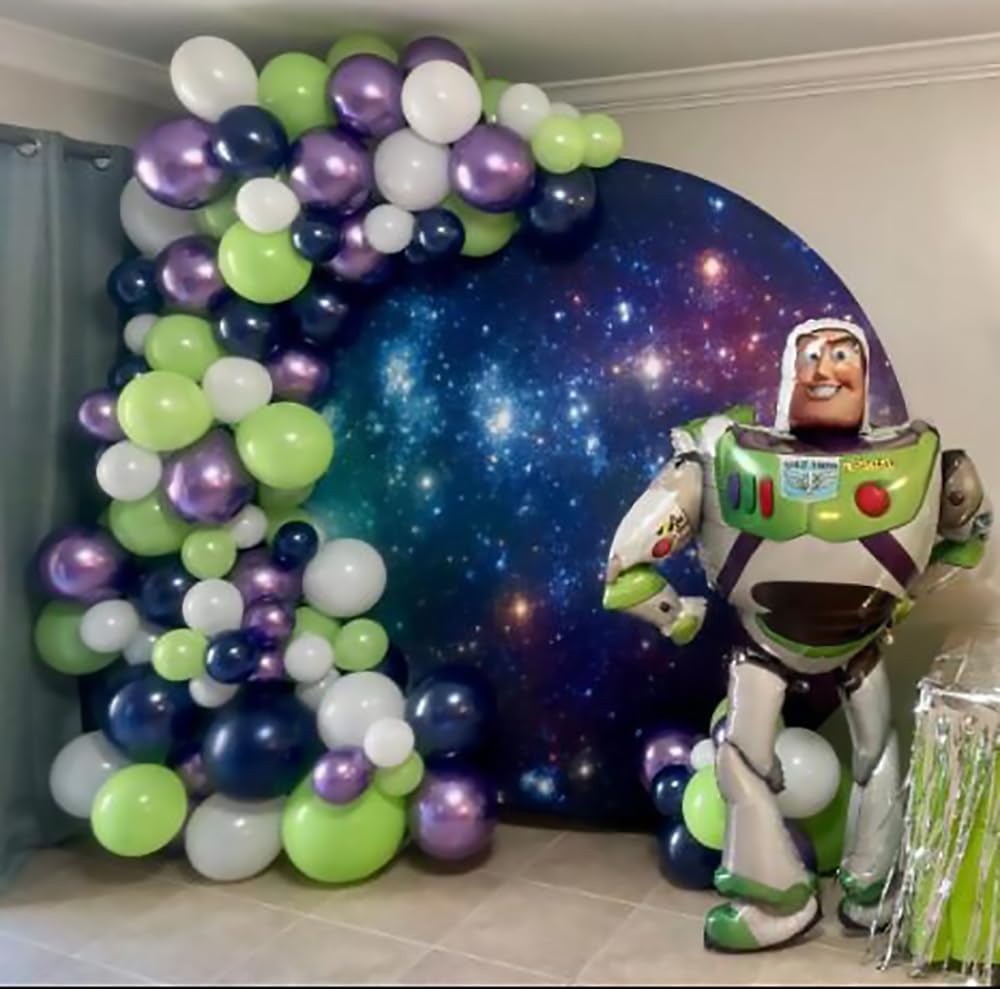Beaumode Boy Story Balloon Arch Garland Green Purple Balloon Kit for It’s a Boy Story Baby Boy Shower Western Cowboy Space Adventure Theme Kids 2d