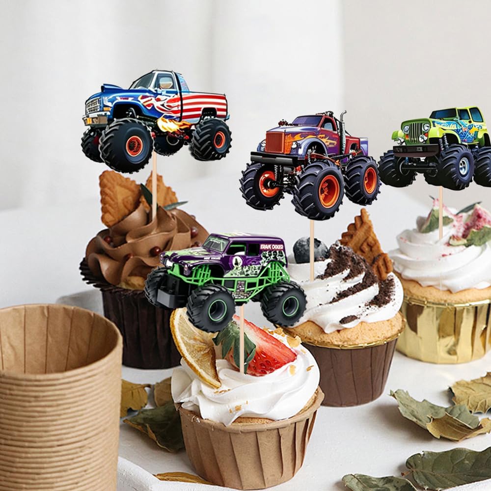 Monster Truck Cupcake Toppers Truck Car Theme Birthday Party Decorations