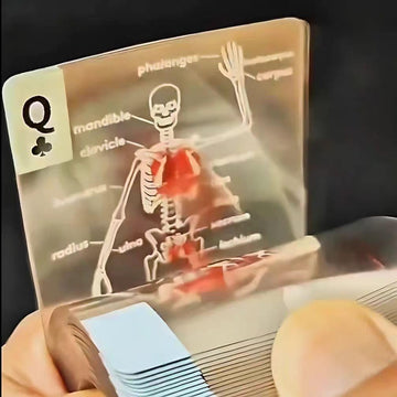 AKLOZYX The Body Deck Transparent Anatomy Playing Cards, 3D Skeleton Design, Educational Card Game, 54 Cards (1 Pack)