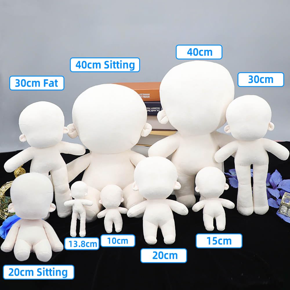 niannyyhouse 10cm 13cm 15cm 20cm 30cm 40cm Plush Doll Plain Glossy Standing Sitting Humanoid Stuffed Toys Dress Up Wearable Clothing (30cm-Without