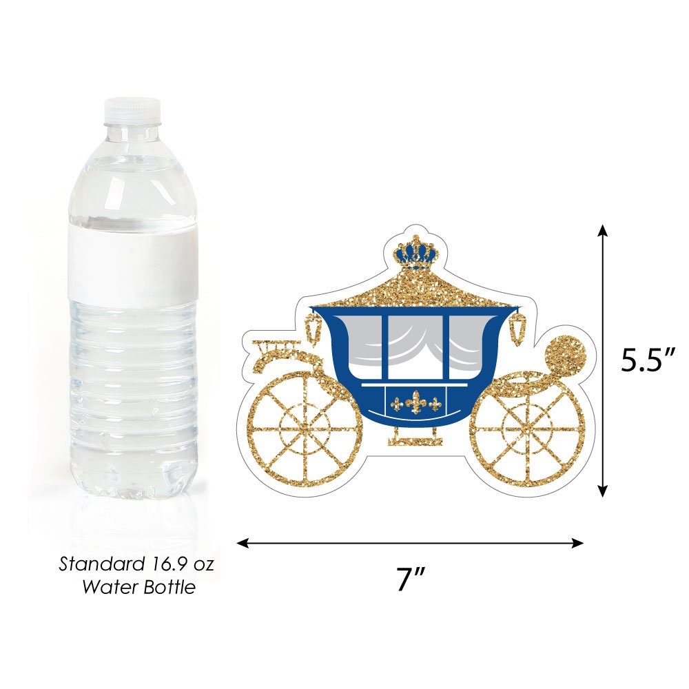 Big Dot of Happiness Royal Prince Charming - Crown & Carriage Decorations DIY Baby Shower or Birthday Party Essentials - Set of 20
