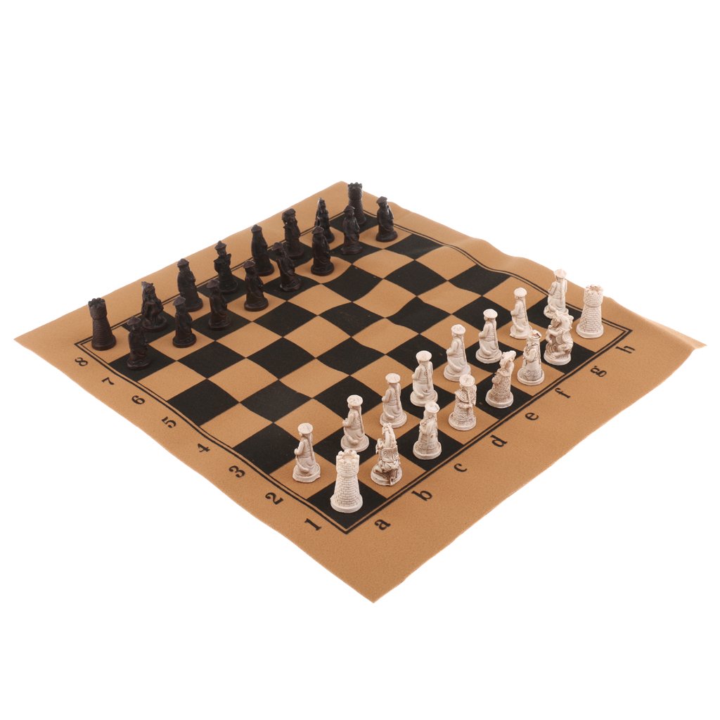 Baosity Chinese Chess Set with Resin Figurine Pieces, Foldable Board for Travel and Xiangqi Players