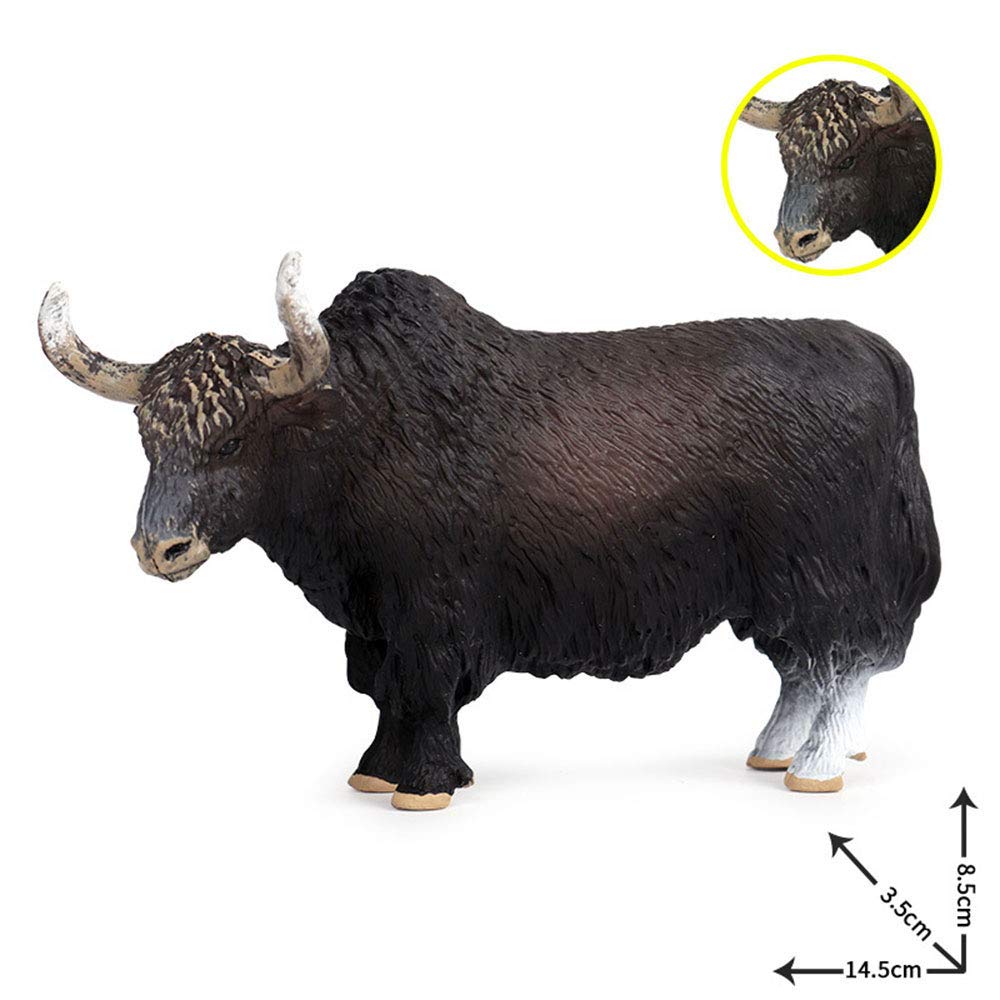 FLORMOON Black Yak Figure Realistic Animal Figurines Early Educational Dog Toy Science Project Christmas Birthday Cake Topper Gift for Kid