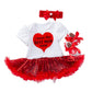 Reborn Baby Doll Clothes Outfit for 20-23 Inch Reborns Newborn Babies Matching Clothing Headband Mom Red Heart Tutu Dress Shoes Three-Piece Set