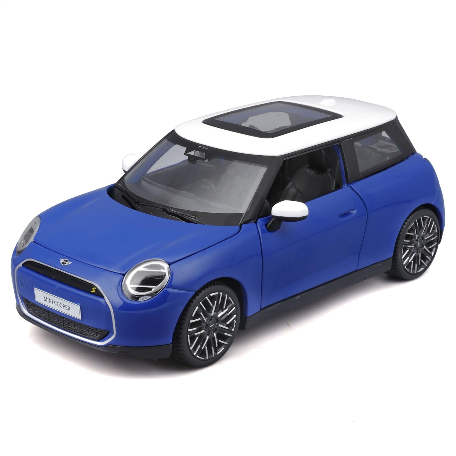 Maisto - Mini Cooper SE 2024 (J01), 1:24 scale diecast car, Color Blue, Detailed replica of the new electric version, Doors and hoods, Recommended