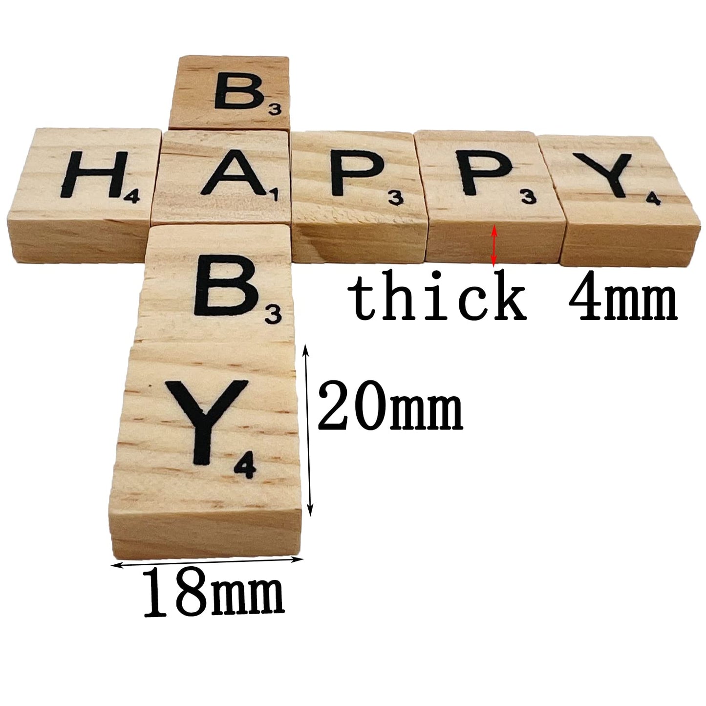 MYYZMY 200 Pcs Wood Letter Tiles, Wood Tiles for Crafts Making Alphabet Coasters