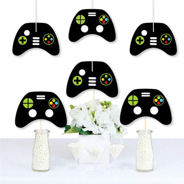 Big Dot of Happiness Pixel Video Game Controller Decorations DIY Game Zone Game or Birthday Party Essentials - Set of 20