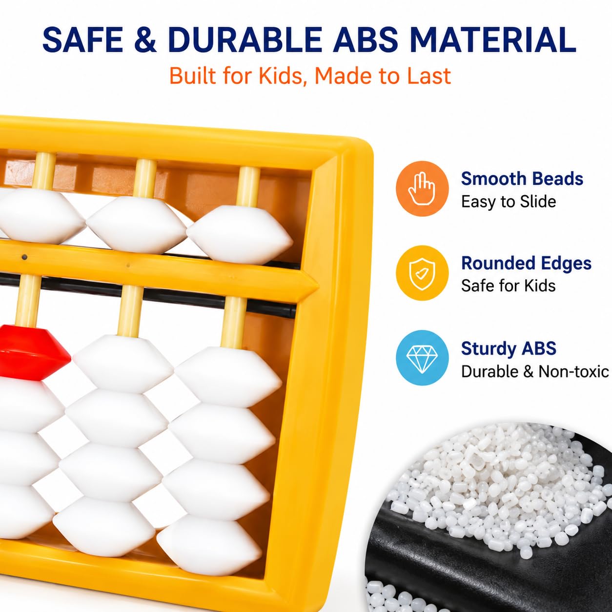 Abacus, Kids Abacus for Math Learning, Montessori Counting Toy for Preschool Toddlers, Educational Arithmetic Learning Tool with Smooth Sliding Beads