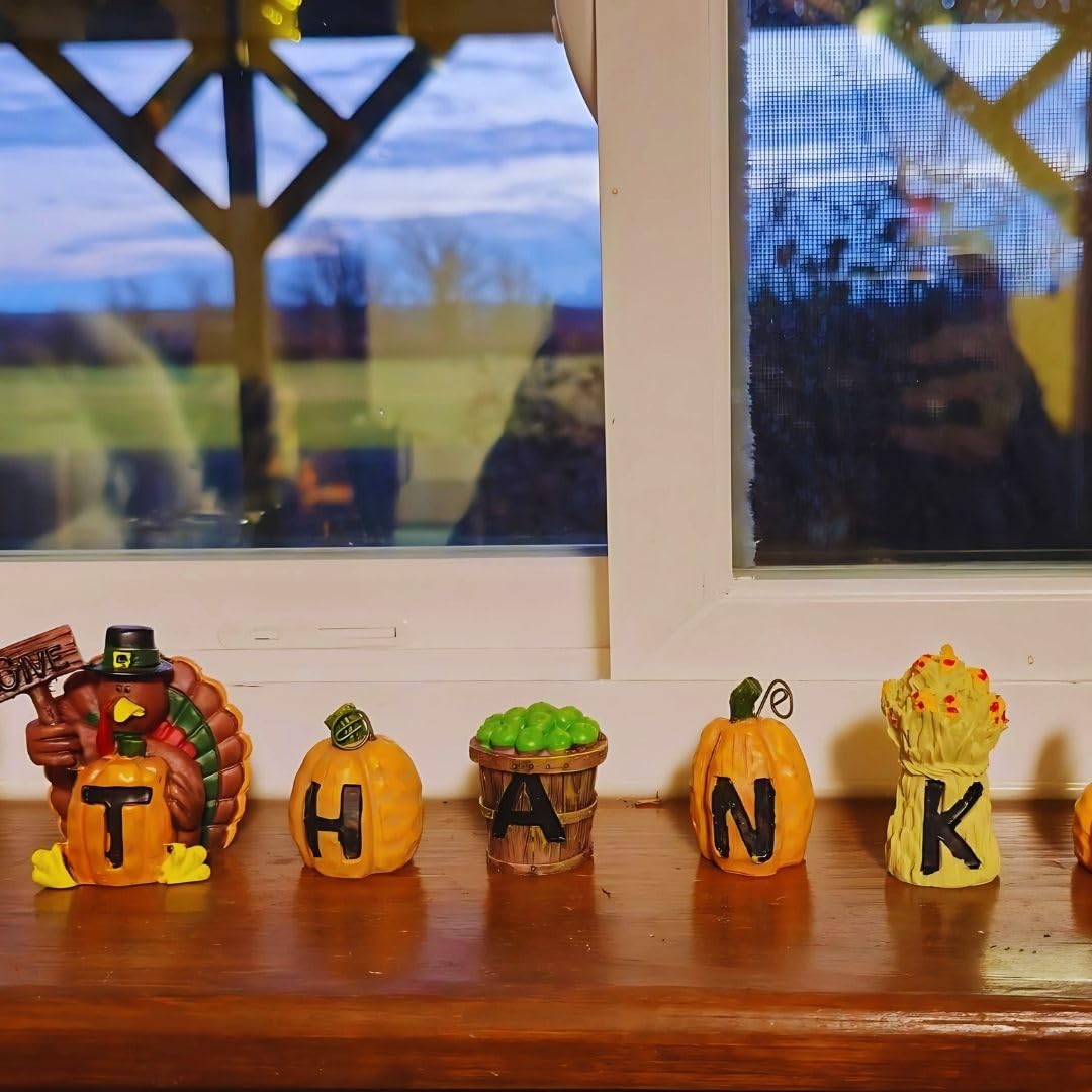 Fun Express Resin Give Thanks Blocks, Set of 6, Fall Home Decor