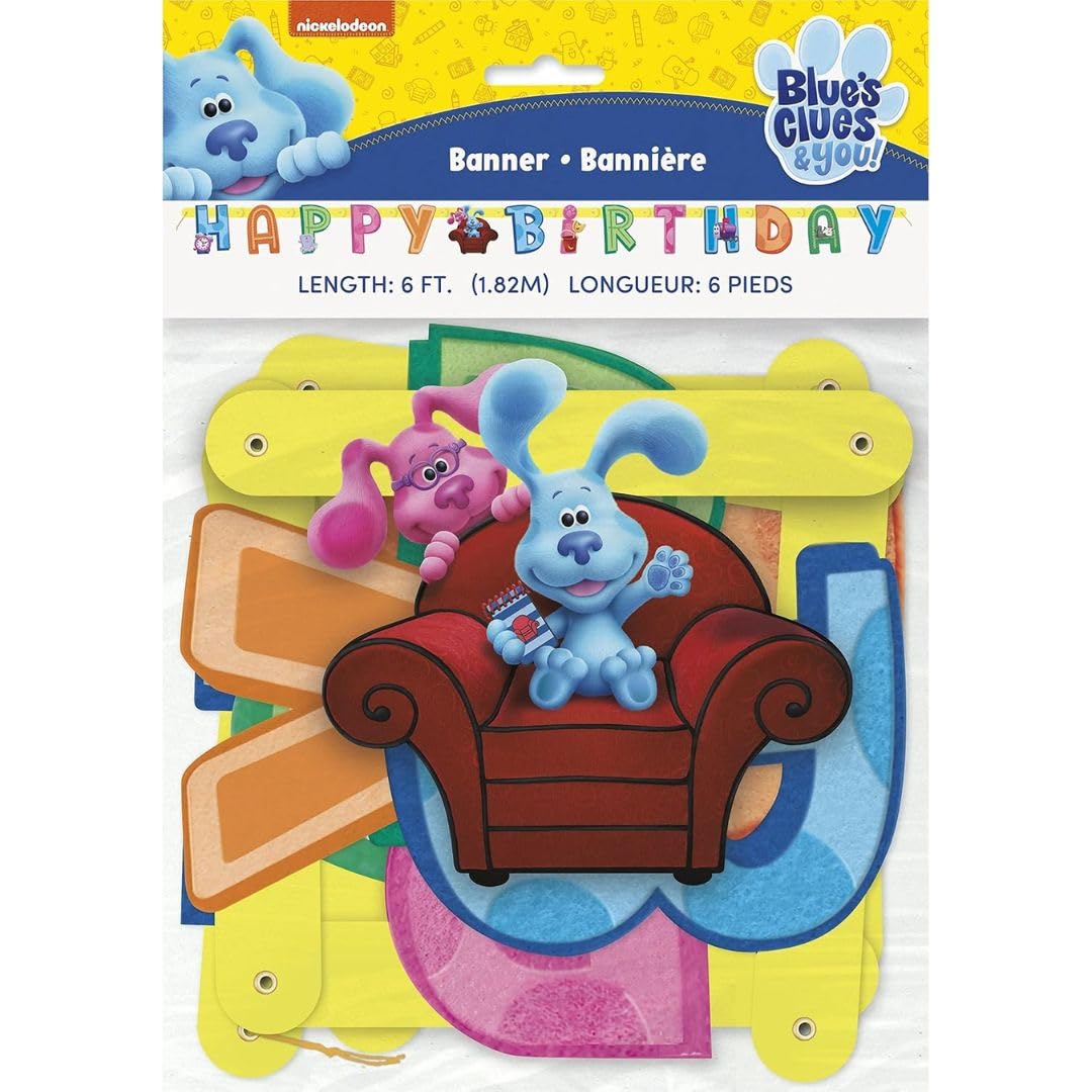 Unique Vibrant Blue's Clues Large Jointed "Happy Birthday" Banner - Perfect for Kids' Birthdays, Themed Events & Milestones