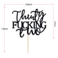 Thirty Fucking Two Cake Topper - Happy 32nd Birthday Cake Decor - Cheers to 32 Years Birthday Party Decorations Supplies, Black Glitter