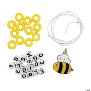 Fun Express Bee-Lieve God's Word Pony Bead Bracelet Craft Kit - DIY Kids Bracelet Craft Set for 12 Includes Inspirational Bible Verse Beads Perfect