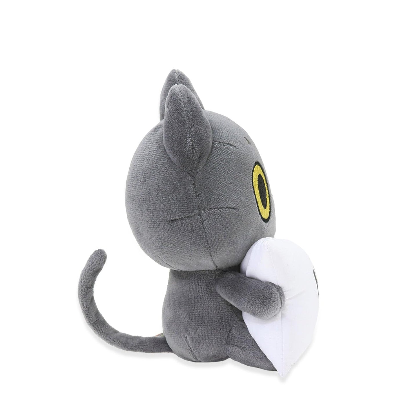 HAKONGEE Grey Cat Plush, Kawaii Weighted Cat Holding Home Pillow, 6"